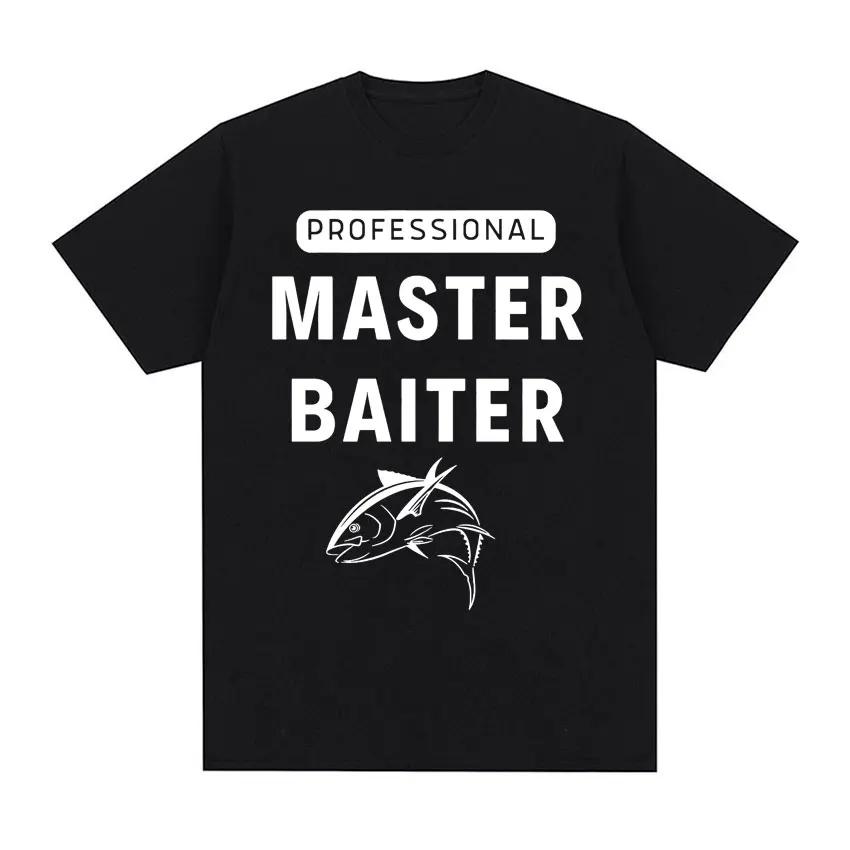 Y2k Tshirt Men Clothing New in Top  Tees Mens TShirt Camisetas Funny Master Baiter Fishing Parody Short Sleeved Round Neck S
