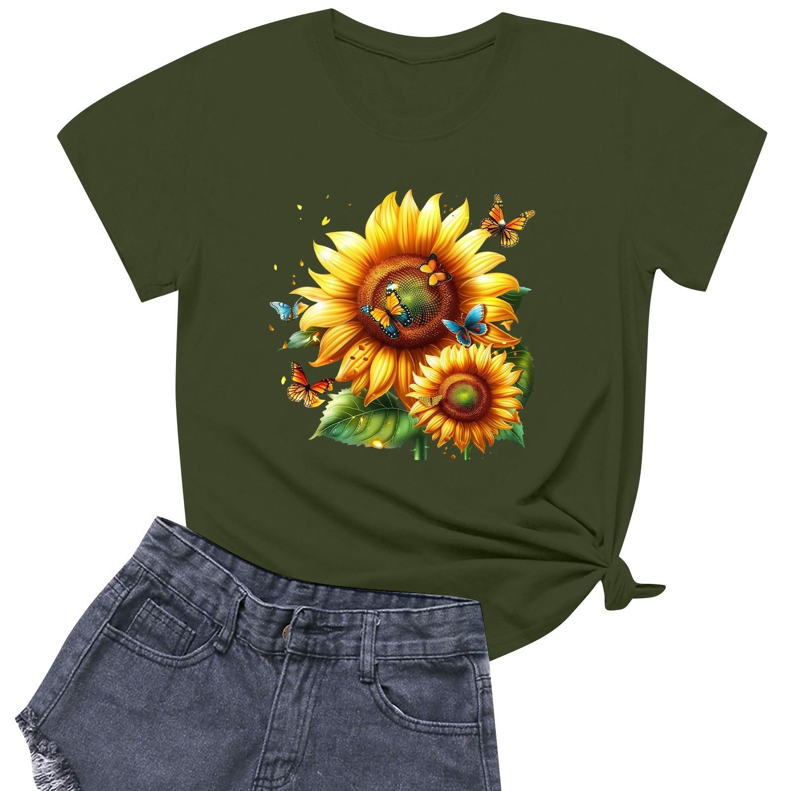 

Женская модная повседневная футболка с круглым вырезом и короткими рукавами L