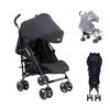 Cochecito Jovikids, Cochecito Plegable Pequeño con Función Reclinable, Cochecito de Viaje Plegable hasta 22 kg Incl. Toldo solar, funda para la lluvia y portavasos (Negro)