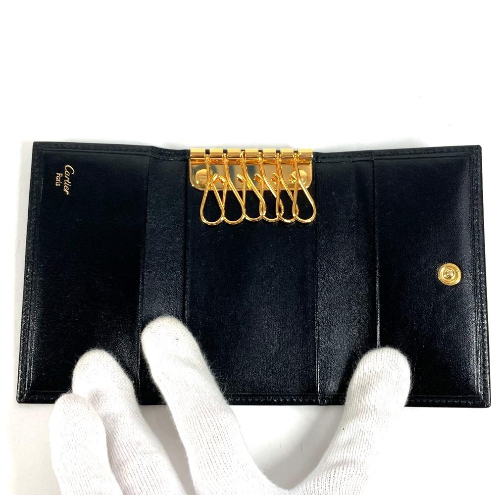 Cartier Pasha Logo 6-Ring 6P Key Key Case Leather Black