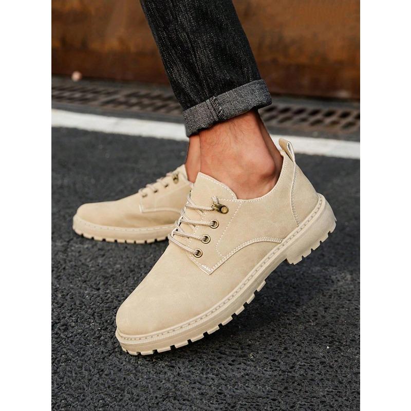 Fashion Round Toe Lace-up Platform Men's Leather Shoes in Promotion 2025 Trend Low Price Social Designer New in Male Casual Shoe