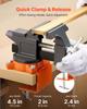 Bench Vise, 4.5 Inch, Portable Workbench Vice with 270° Swivel Base, Quick Release Rotating Bench Clamp, Cast Iron Construction, for Woodworking,