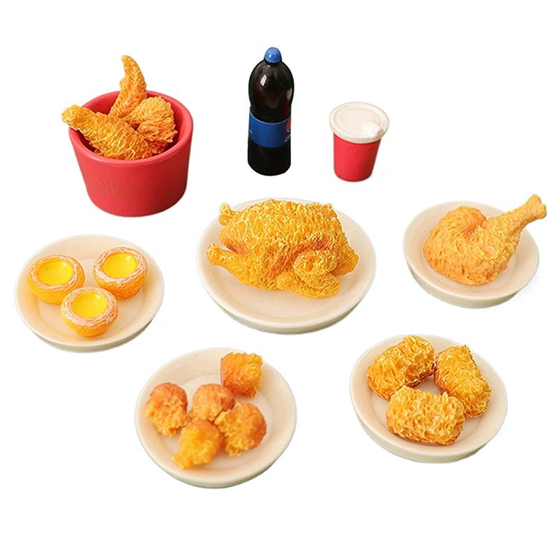 6Pcs/10Pcs/Set Miniature Dollhouse Hamburger Coke Cup Fast Food For Doll House Play Kitchen Ice Cream Accessories Toy