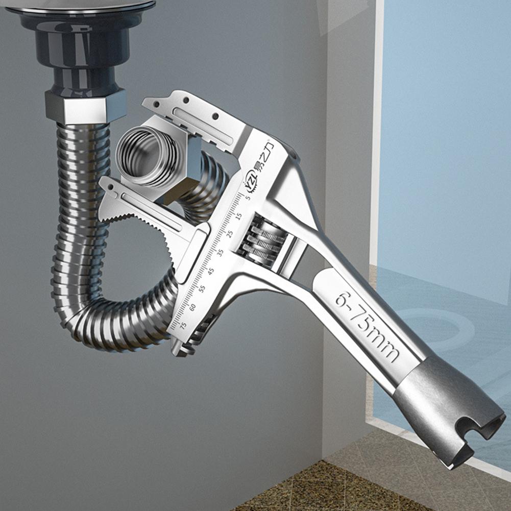 Aluminium Alloy Adjustable Wrench Multifunctional Large Opening Wrench Sanitary Wrench Tool for Washbasin Tube Nut Disassembly