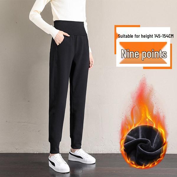 Damen Winter Fleece-gefütterte Lammwolle Jogginghose, Kleine Statur, Lässige Baumwoll-Sporthose