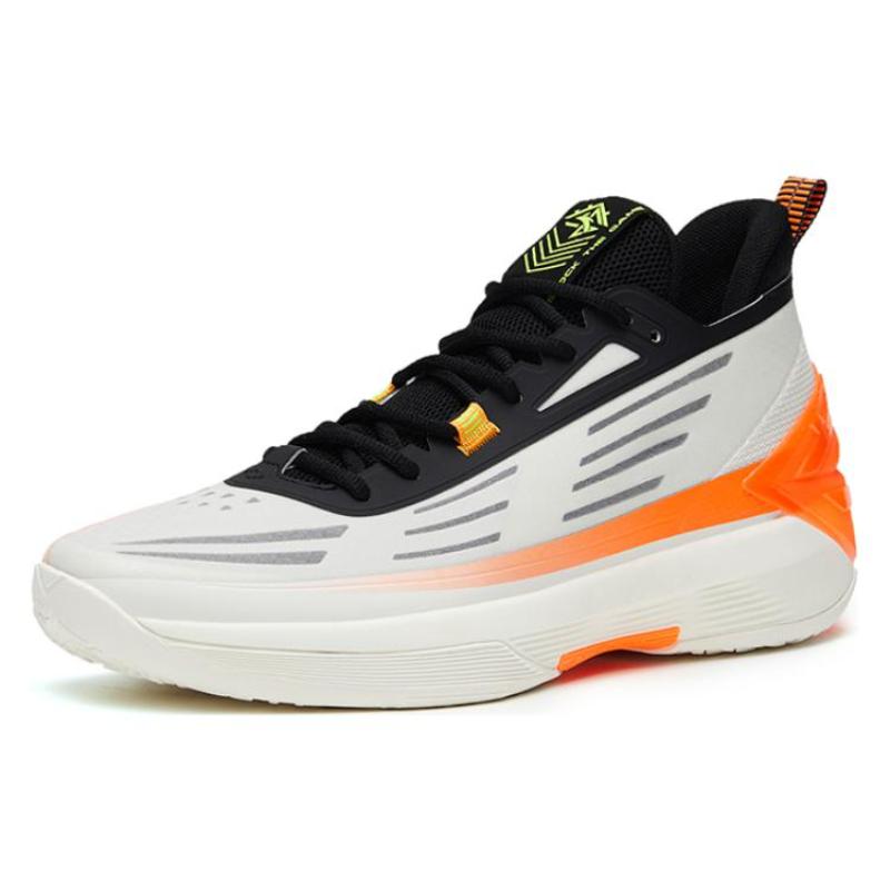Anta Attack 5 Mutation Cushioning Anti-Slip And Wear-Resistant Low-Top Basketball Shoes Men's White Orange Sneakers 112331603-1