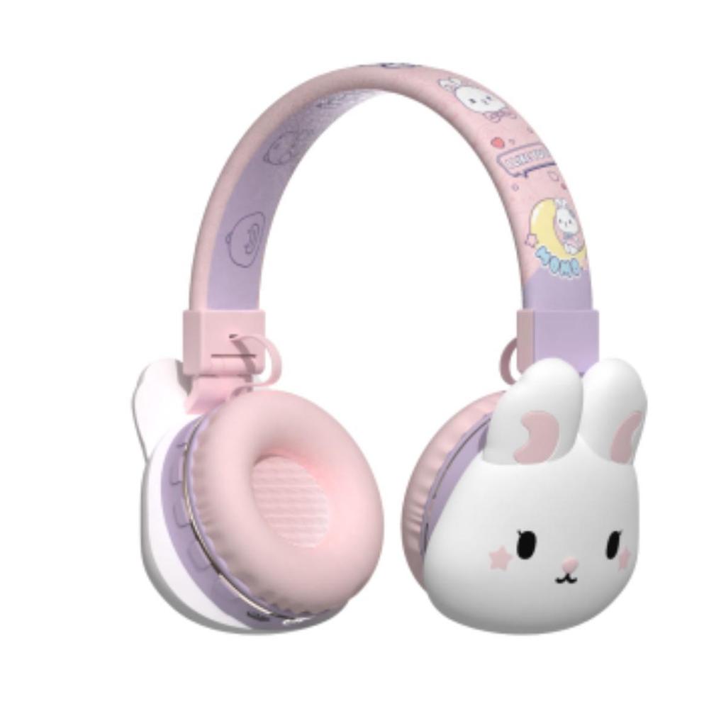 Women's Cartoon Wireless Bluetooth Over-Ear Headphones - Stereo Sound, Long Battery, 85dB
