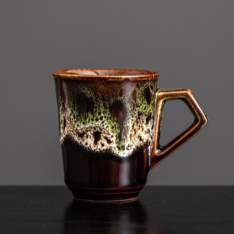 Kiln-changed espresso cup Italian latte cup creative niche ceramic afternoon teacup retro coarse pottery medieval cup 100mL