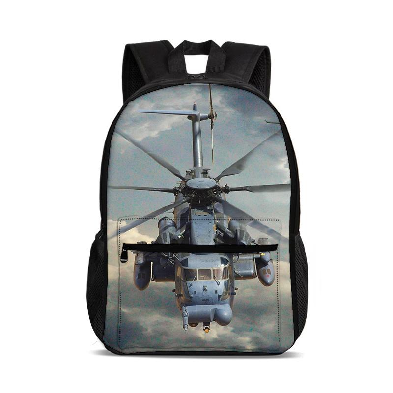Helicopter Large Capacity Lightweight Backpack Computer Bag New Mechanical Printing Best Gift for Boys and Girls In School