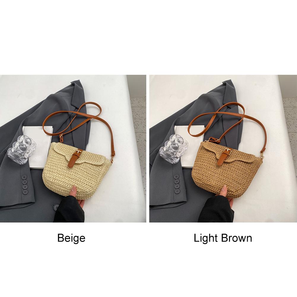 Fashionable Summer Woven Messenger Bag for Women Handmade Paper Rope Lightweight Adjustable Shoulder Bag
