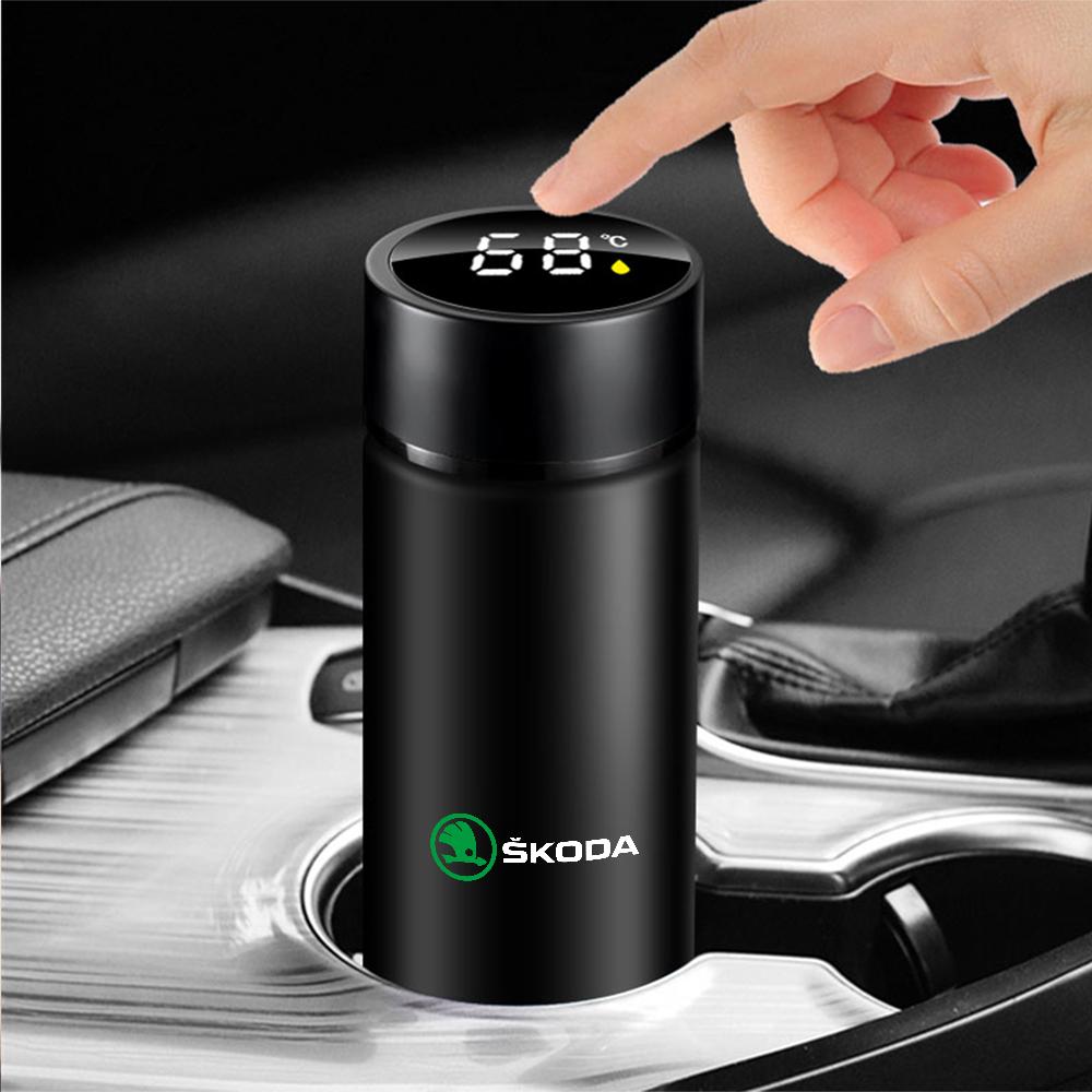 AET1 500ml Smart Thermo Mug Filter Coffee Drink Flask Temperature Display For Skoda S Octavia Fabia Rapid Yeti Superb A5 A7 VRS VII