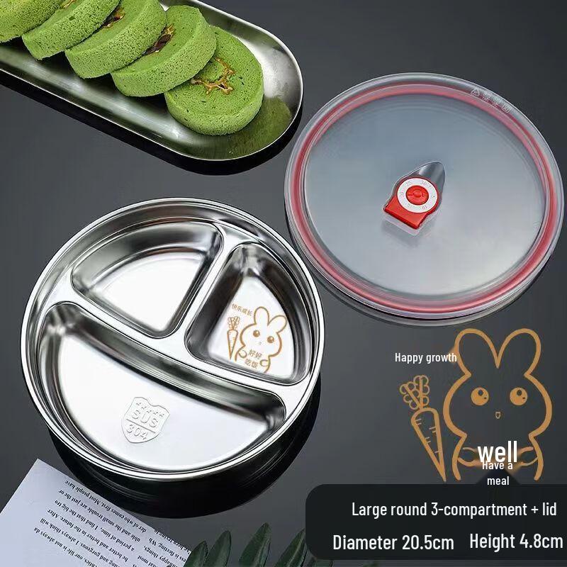 Stainless Steel Two-Compartment Meal Plate