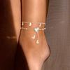 Heart shaped shell inlaid heart pendant layered stainless steel women's fashionable golden jewelry gift summer beach anklet