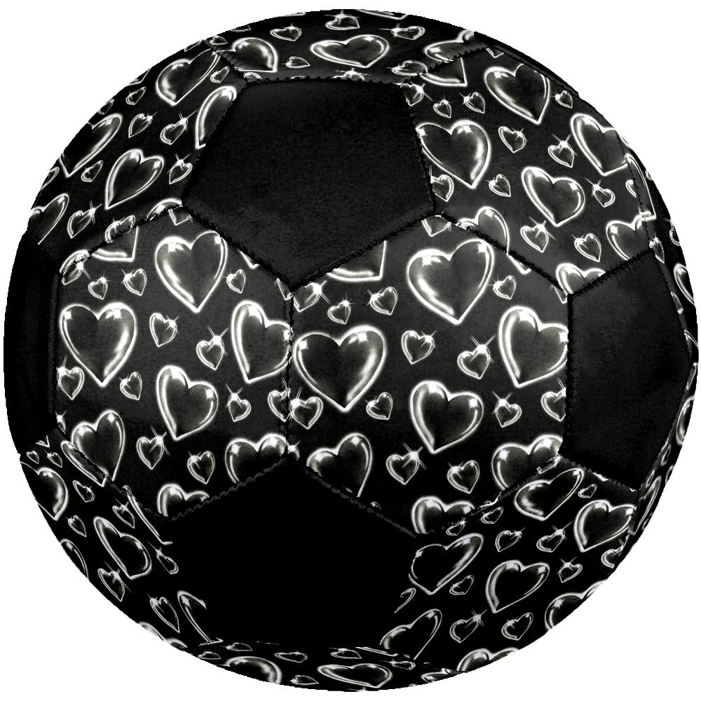 1pc Black White Hearts Durable Soccer Ball/Football, Size 5, Perfect for Training, Entertainment And Competition,Gift yy26060642