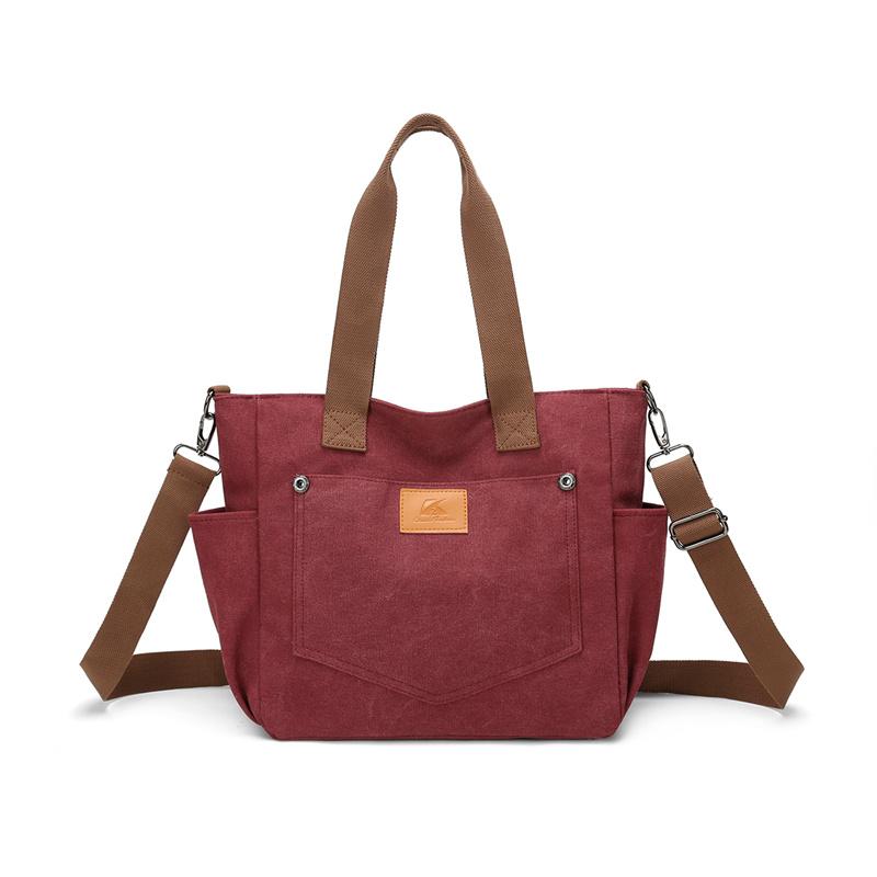 

Холщовая сумка Женская винтажная на плечо Большая вместимость Сумка-тоут для поездок красный