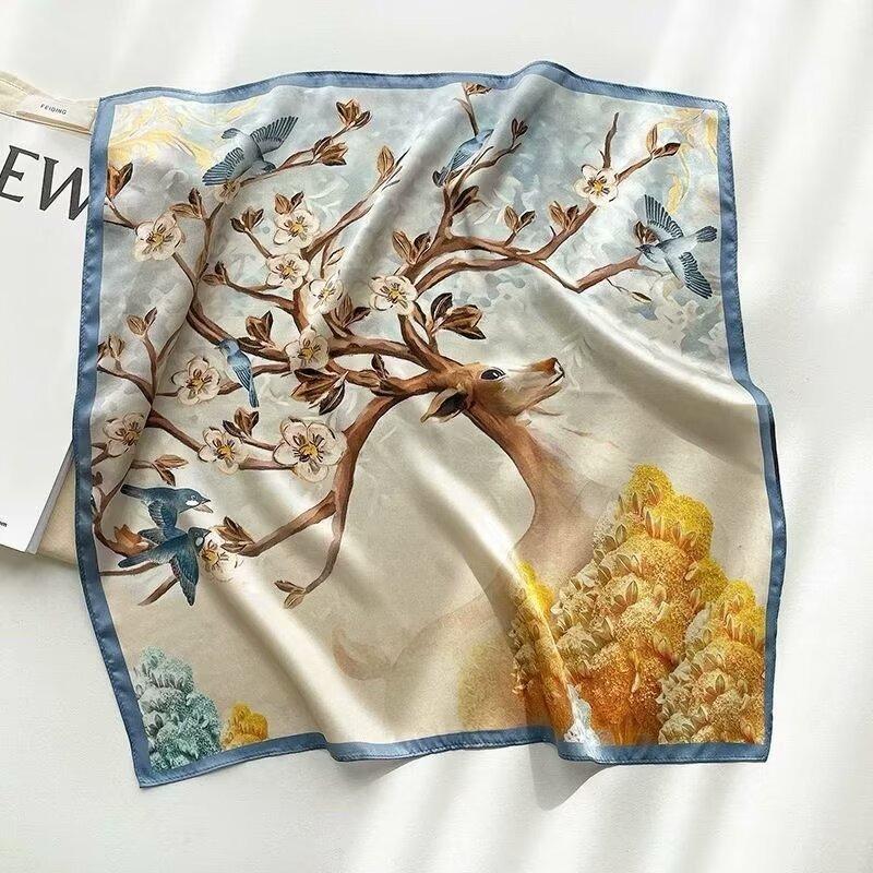 70 silk scarf square scarf high sense fashion versatile professional simulation silk small scarf versatile printed women's silk scarf
