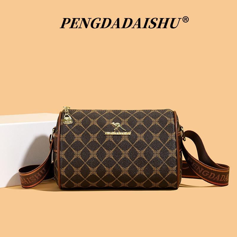 Women's Shoulder Bag Versatile Casual Retro Printed Wide Shoulder Strap Women's Bag Trendy Fashion Commuter Messenger Bag Women