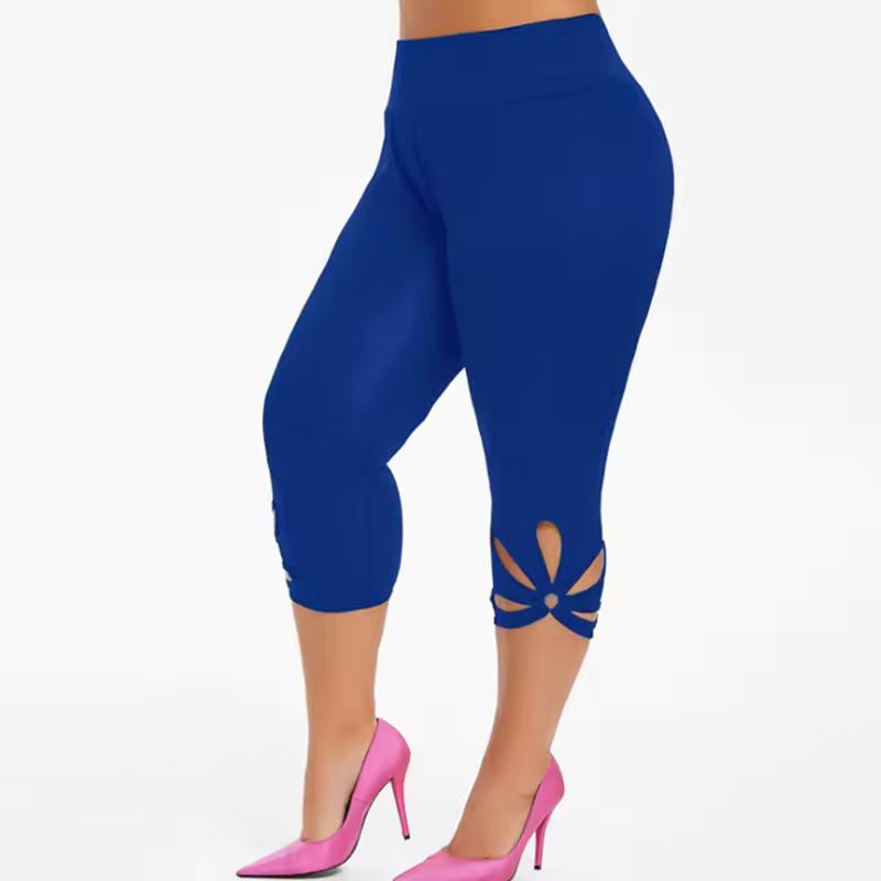 Leggings Essenziali Elasticizzati Taglie Forti da Donna Estivi Vita Elastica Senza Cuciture Casual Pantaloncini