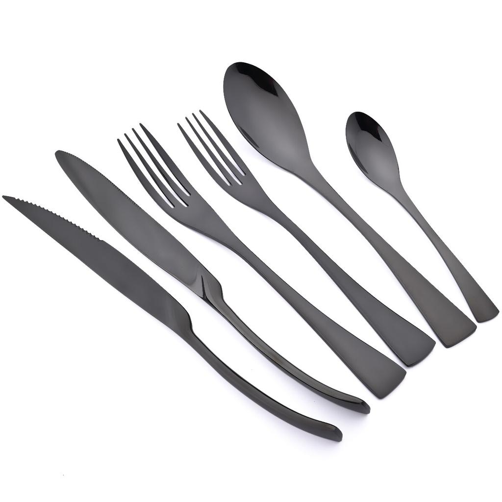 7Pcs Gold Dinnerware Set High Quality Stainless Steel Cutlery Set Knife Fork Tea Spoon Tableware Set Home Kitchen Dinner Silverware Set