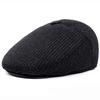 HT1847 Cappello Classico da Uomo Cappello Autunno Inverno con Paraorecchie Uomo Anziano Uomo Papà Cappello Caldo Berretto Piatto Misto Lana Berretto Berretto da Uomo