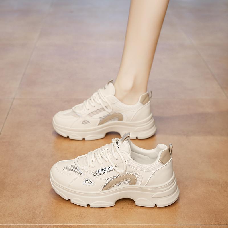 Fashion CRLAYDK 2025 New Women's Chunky Sneakers Summer Mesh Walking Platform Shoes Fashion Casual Sports Running Ladies Lace Up Tennis