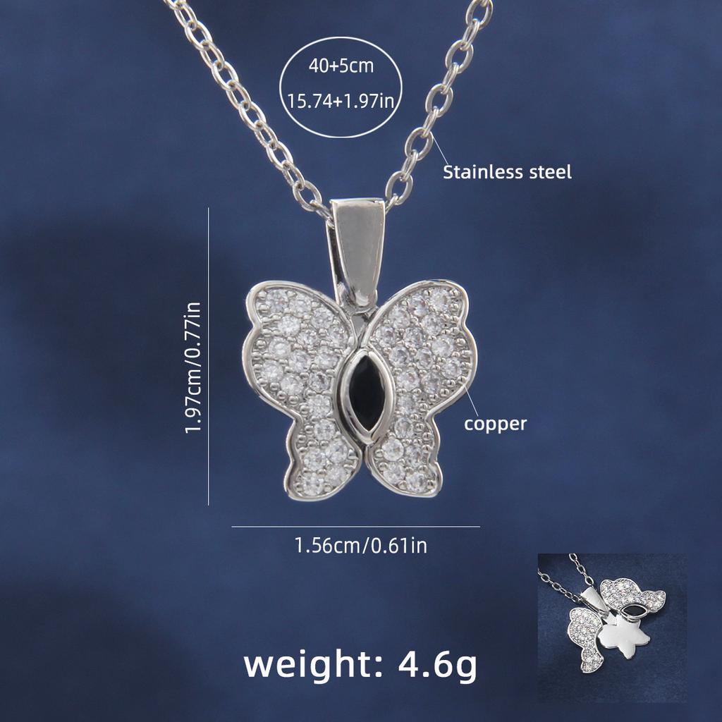Light Luxury, Gorgeous, Versatile Double Layered Butterfly Collarbone Chain, Versatile Copper Micro Inlaid Zircon Necklace