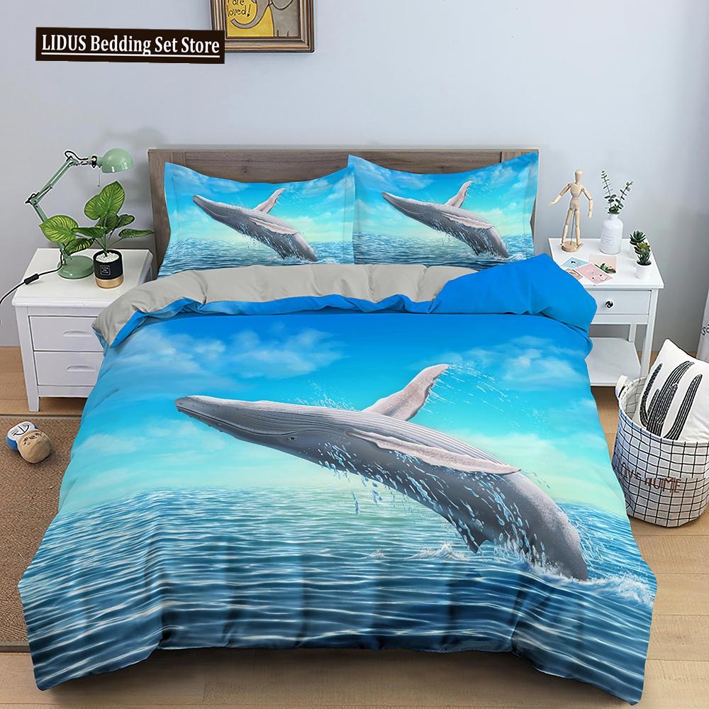 Dolphin Duvet Cover Set 2/3Pcs Marine Life Pillow Case Bedding Sets King Twin Full Queen Size Polyester Quilt Cover For Teens