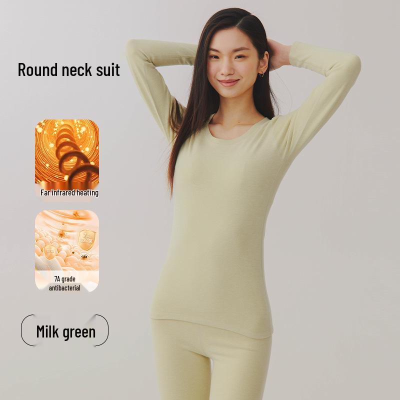 

320g Women s Extra Thick Fleece-Lined Acrylic Warm Underwear Set - Antibacterial, Round Neck, Autumn/Winter Extra Extra Large