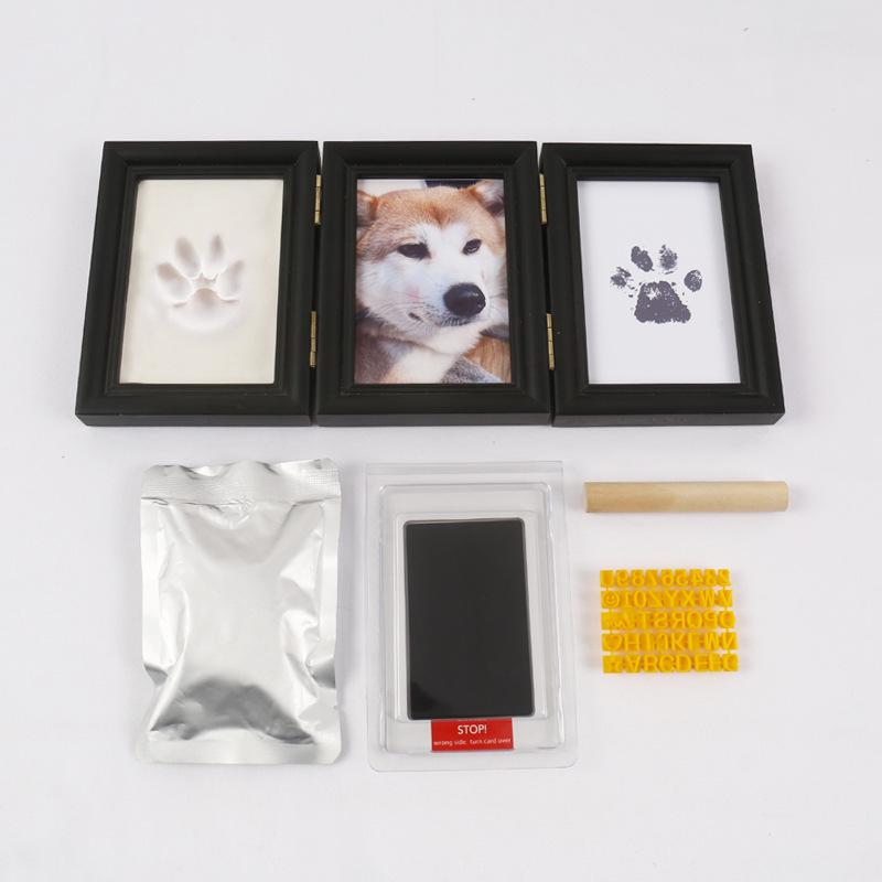 Pet Paw Print DIY Photo Frame with Handprint Clay for Cats & Dogs - Creative Souvenir Ornament