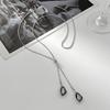 SHIXIN Vintage Crystal Rhinestone Geometric Long Pendant Necklace for Women Simple Snake Bone Chain Sweater Chain Daily Jewelry