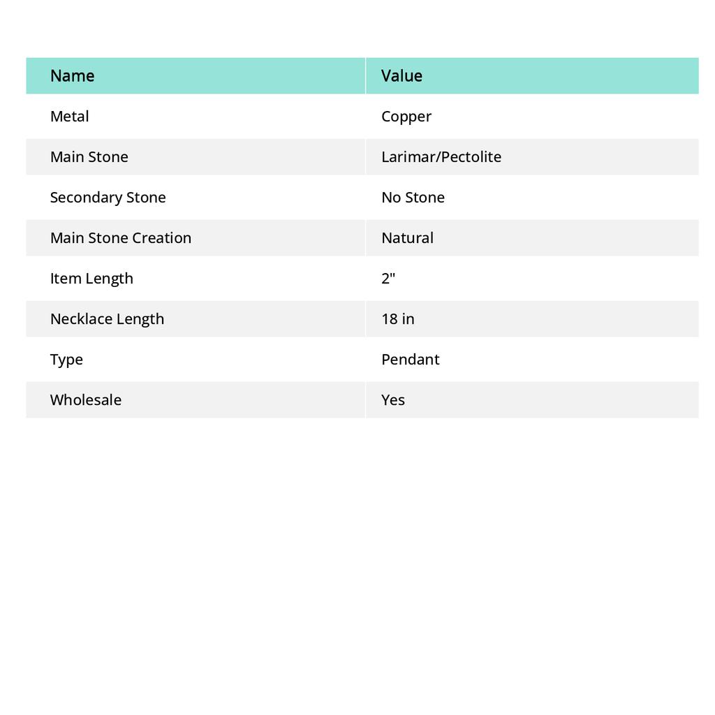 Natural Republic Larimar Gemstone Handmade Copper Wire Wrap Pendant 2 z5P83