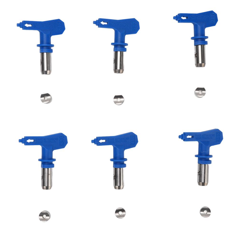 6 Stück Airless Spritzdüsen Set Blau 211 315 417 515 517 523 Airless Farbspritzdüsen für Zuhause