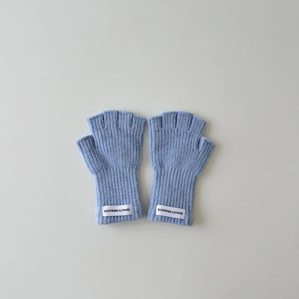 1 Pair Warm Wool Furry Kids Glove Candy Color Fashion Fingerless Glove for Children Boy Girl Autumn Winter Plush Knitted Glove