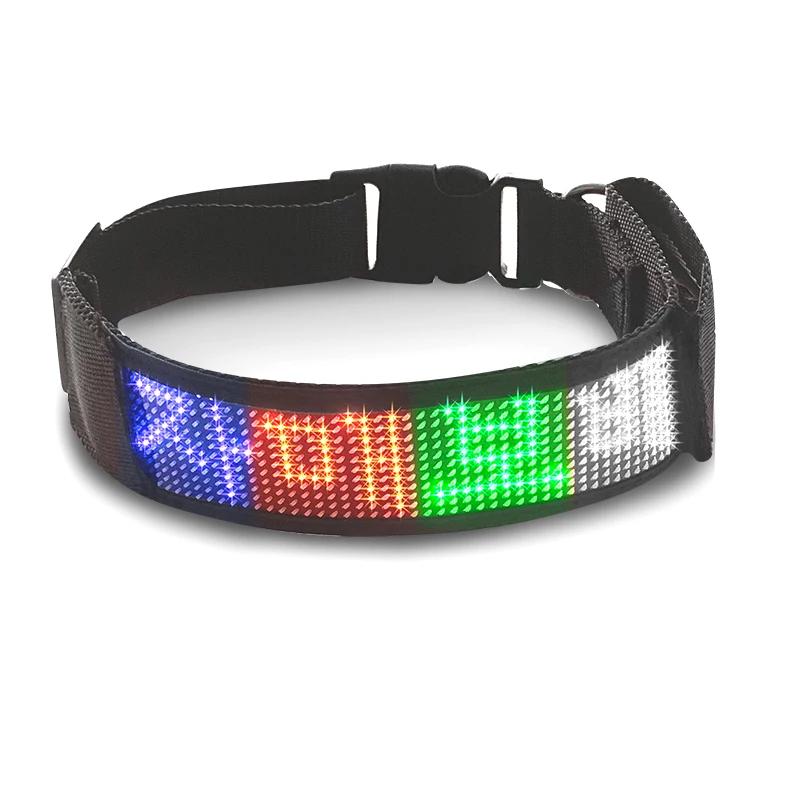 

LED Light Up Collar Pet Night Safety Accessories Programmable APP Luminous Collar Display FreeSize Adjustable LED Cat Dog Light 4 Colors
