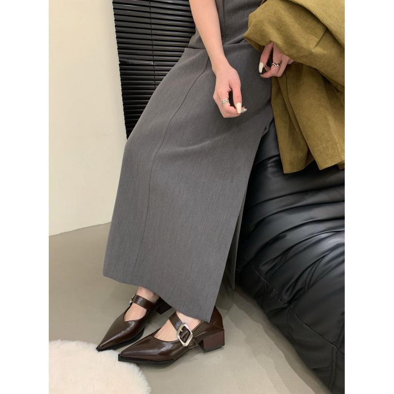 British Sweet and Cool Mary Jane Shoes Korean Version Shallow Mouth Gentle French Single Shoes Summer Small Fragrant Leather Shoes Retro Women's Shoes