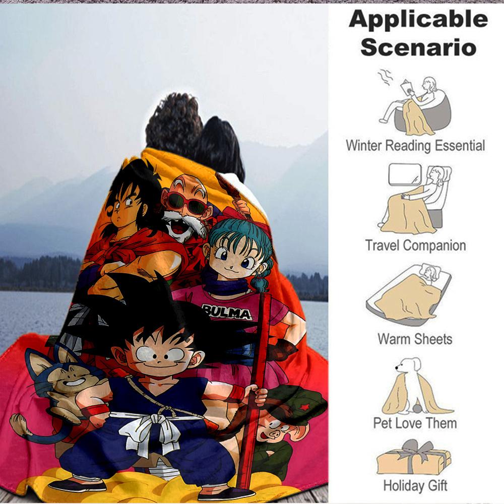1 Stück Dragon Ball Decke Weich Warm Ganzjahres Überwurf für Sofa, Bett, Auto, Büro Lebendiges Buntes Design, Langlebig & Gemütlich Geschenk