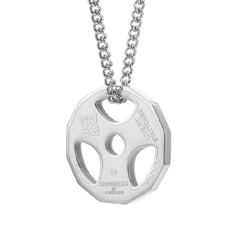 

Dumbbell Pendant Necklace Stainless Steel Fitness Gym Necklace Men Women Pendant
