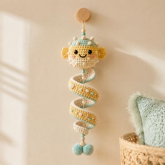 Decorative Pendant Making Kit Ocean Animal Spiral Crochet Kit, DIY Coastal Hanging Ornament Beginner Craft for Adults with Yarn And Accessories Teens,