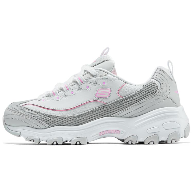 Skechers DLites Lightweight Shock Absorbing Comfortable Low Top Casual Running Shoes Women sneaker Gray Pink 150242-LGPK 37