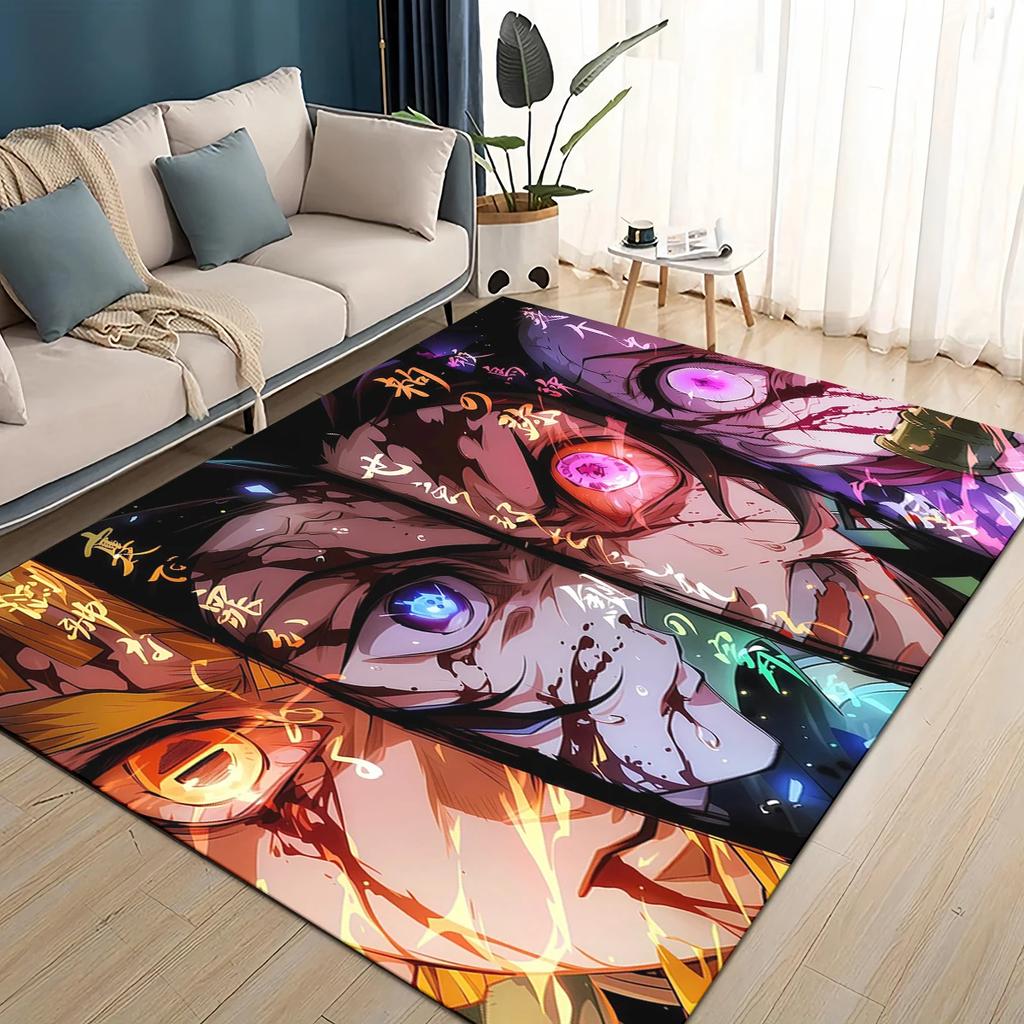 3D Demon S-Slayer Cartoon Kamado Nezuko Anime  Carpet Rug for Living Room Bedroom Home Sofa Decoration,Kid Non-slip Floor Mat
