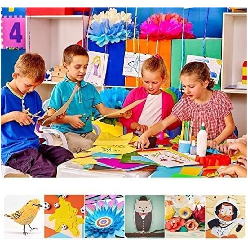 Ofixo Diy Square 200-Pcs Origami Paper Double Sides Solid Color Folding Paper Multicolor Kids Handmade Scrapbooking Craf