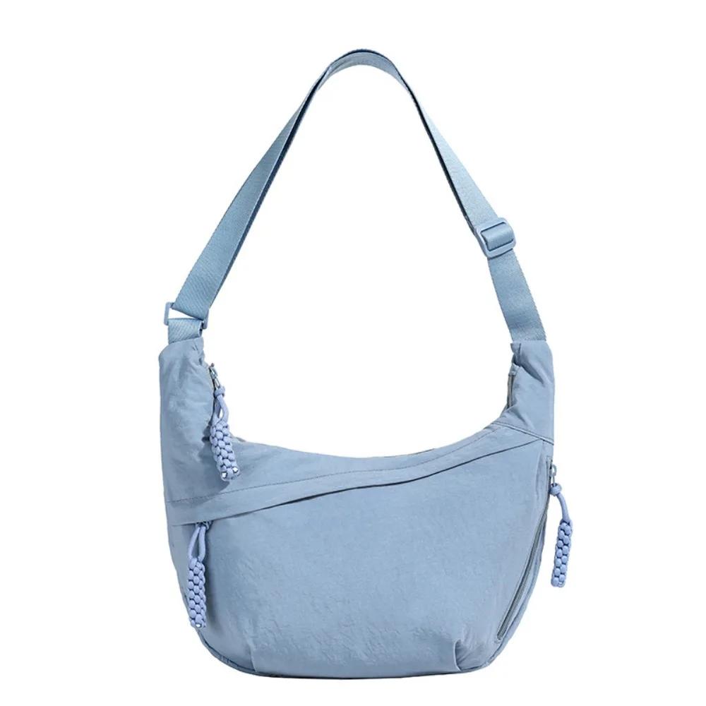 Casual Canvas Crossbody Bags Korean Simplified Large Capacity Sports Hobos Bag Solid Color Lightweight Dumpling Bag Women