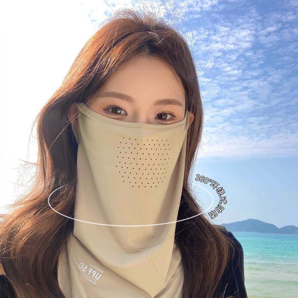 Unisex Ice Silk Face Veil: Breathable UV Protection for Summer Cycling, Driving, and Neck Sunshade.