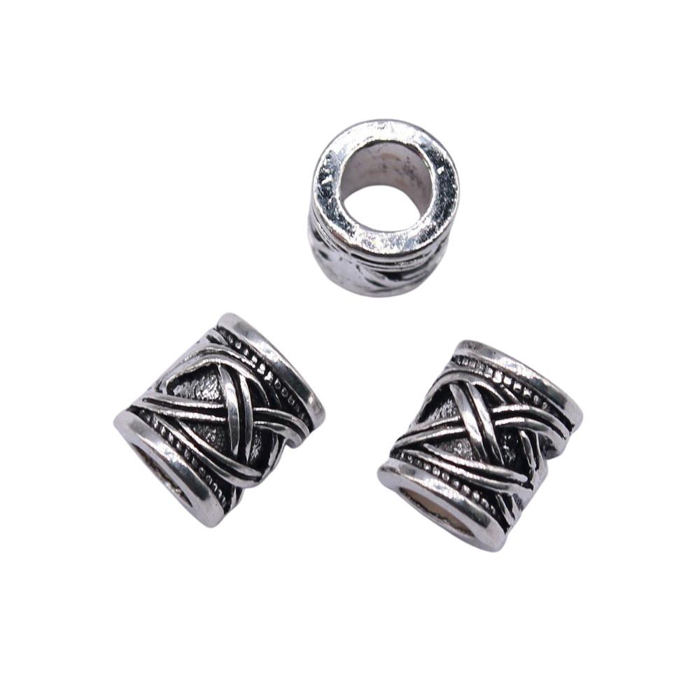 Vintage Floral Pattern Cylinder Beads Antique Style Large Hole Spacers For DIY