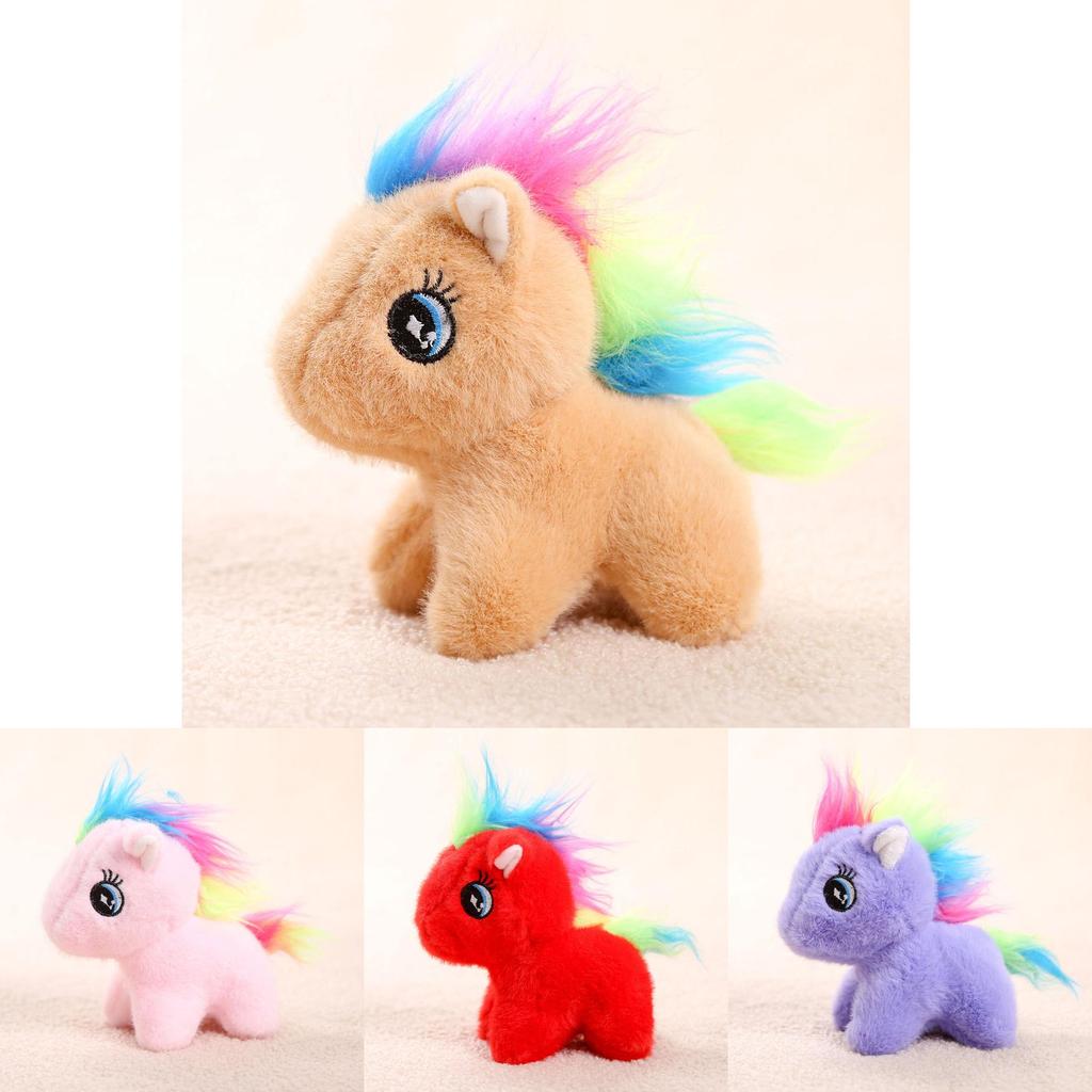 Unisex Plüschpony Schlüsselanhänger mit buntem kurzem Plüsch für Geschenk und Taschen Dekoration