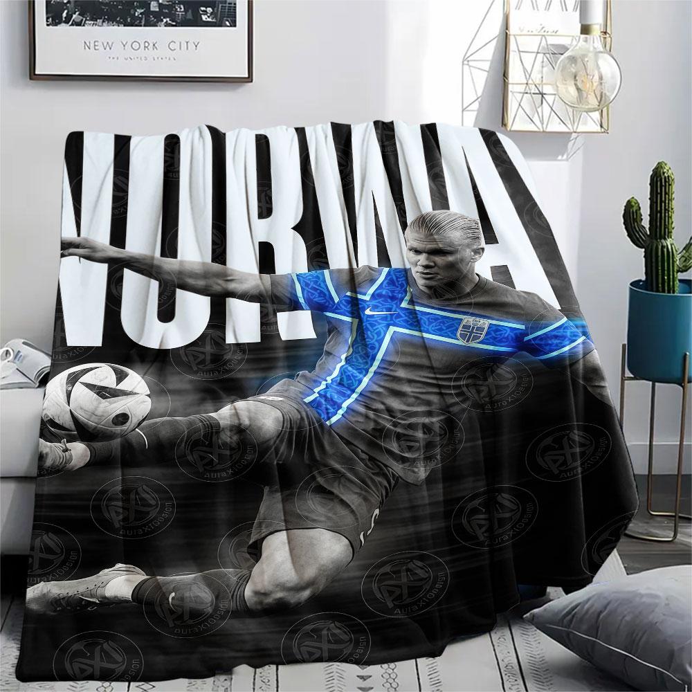 Erling Haaland Printed Flannel Blanket, Soft Throw for Bedroom Sofa, Washable,soccer Fan Merchandise, Great Gift.