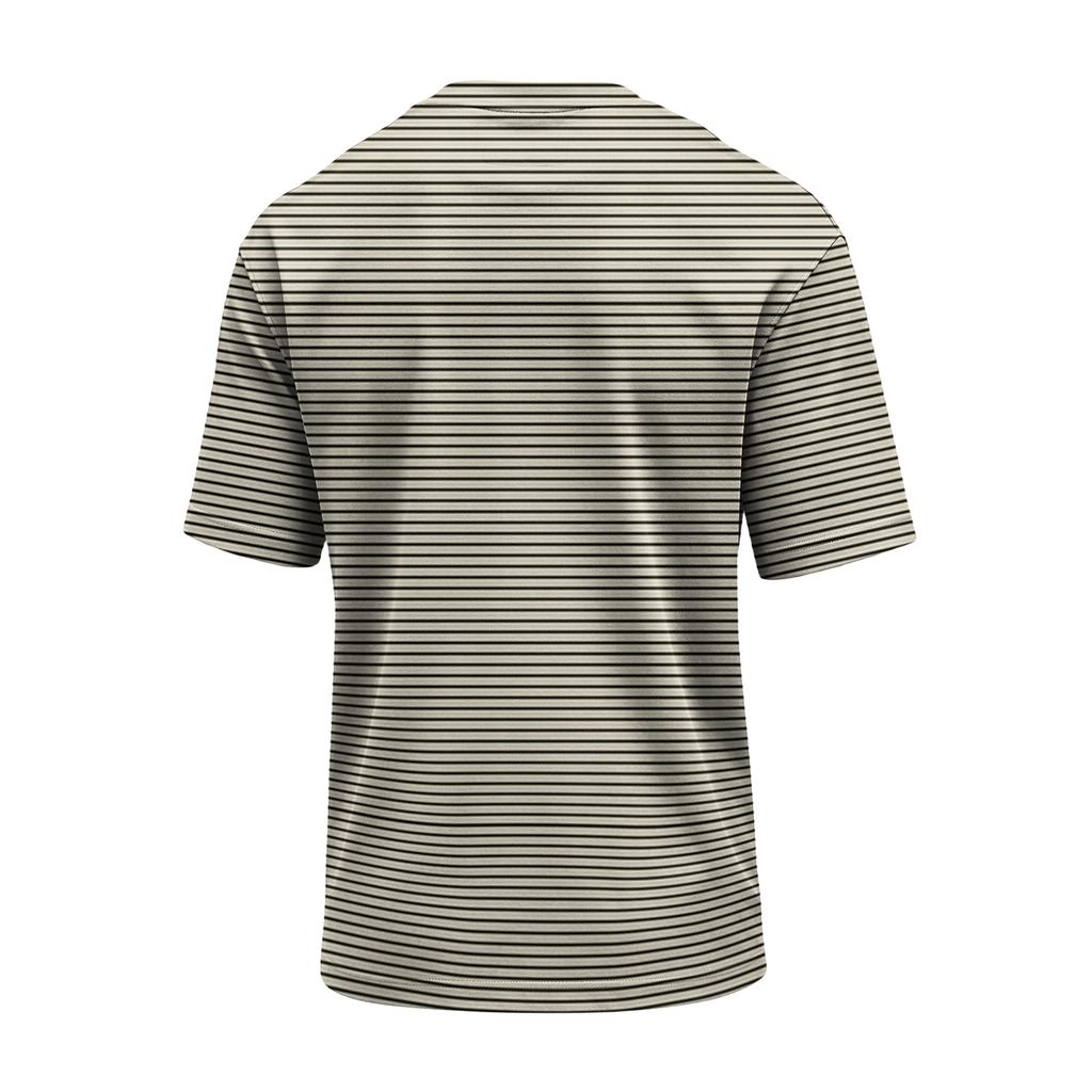 Men's Casual Quick-Dry Round Neck Short Sleeve Striped T-Shirt - Lightweight Mesh Breathable