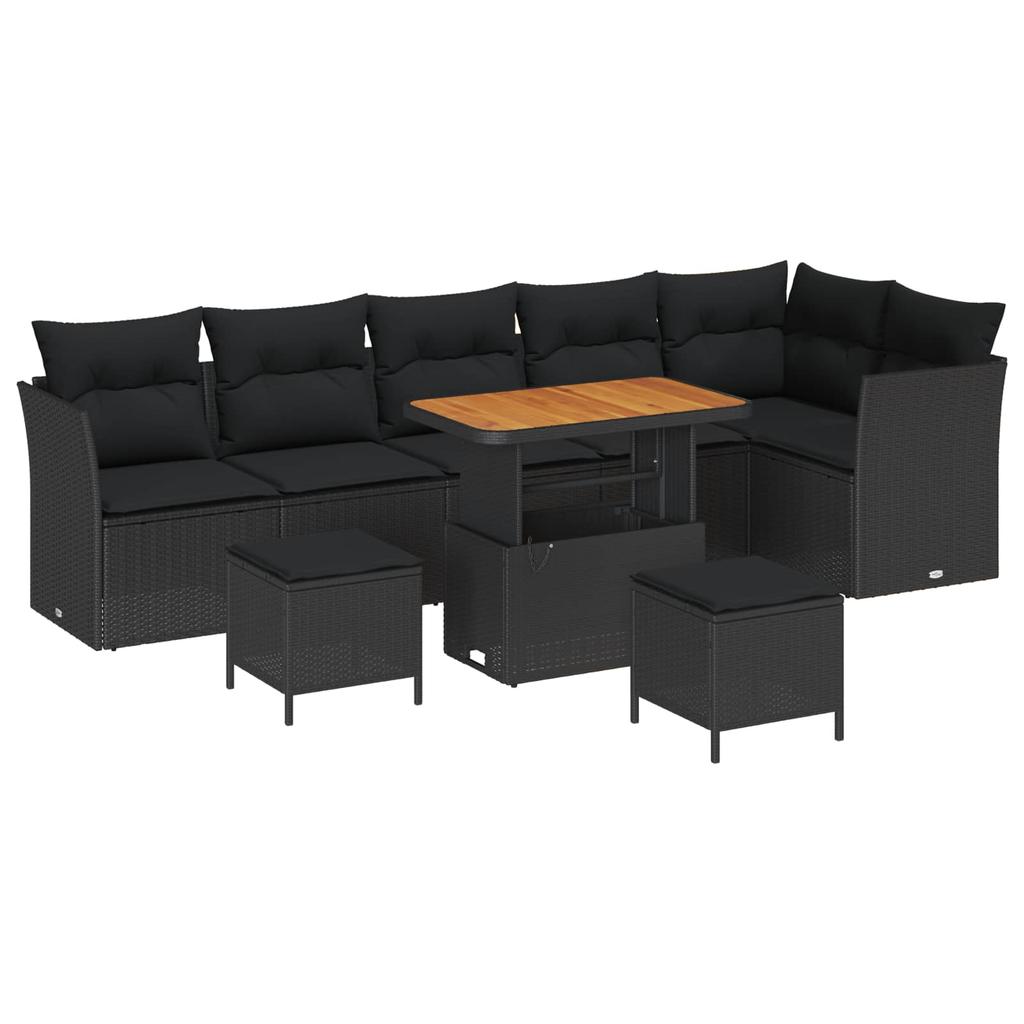 Garden Sofa Set 9 pcs Black Poly Rattan