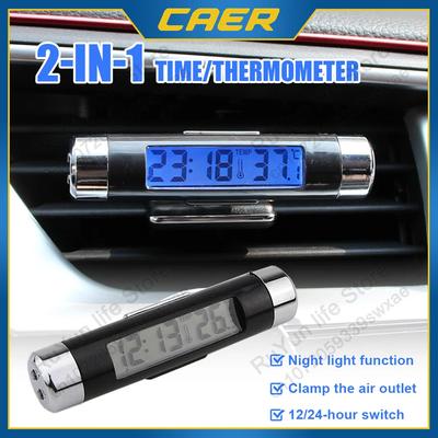 Auto Luftauslass Thermometer Elektronische Uhr Zeit LED Digitalanzeige Thermometer Autozubehör mit Hintergrundbeleuchtung