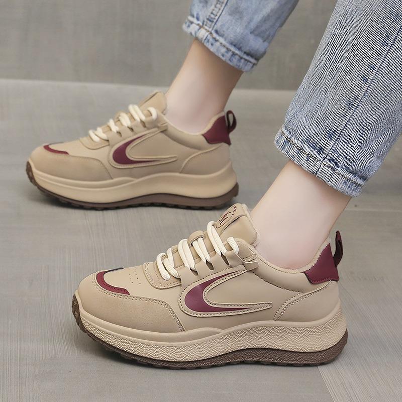 Thick-soled Velvet Sports Shoes Women's New Autumn and Winter Velvet Cotton Shoes Students Lightweight Shock Absorption